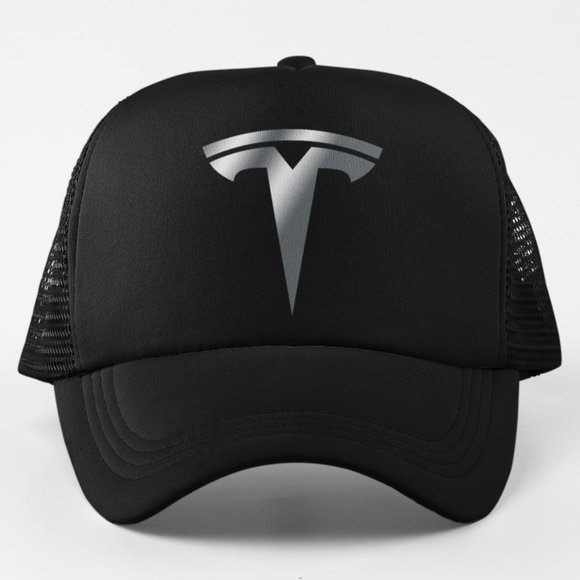 Other - NEW Tesla Motors Car Silver T Logo Foam Trucker Mesh Snapback BLACK
